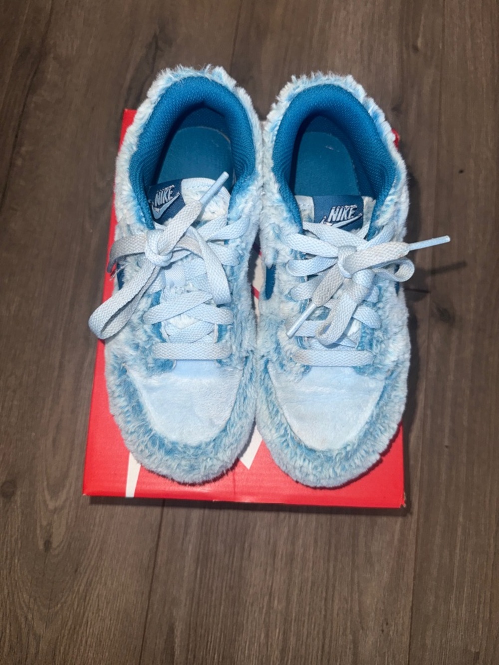 Nike Kids Light Blue Fuzzy Sneakers